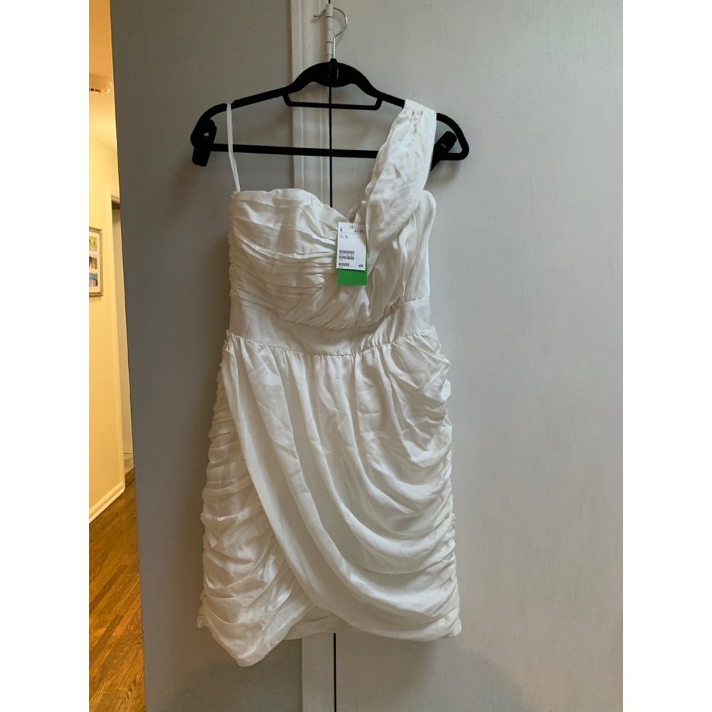 H&M Conscious Collection White ruched dress NWT 12